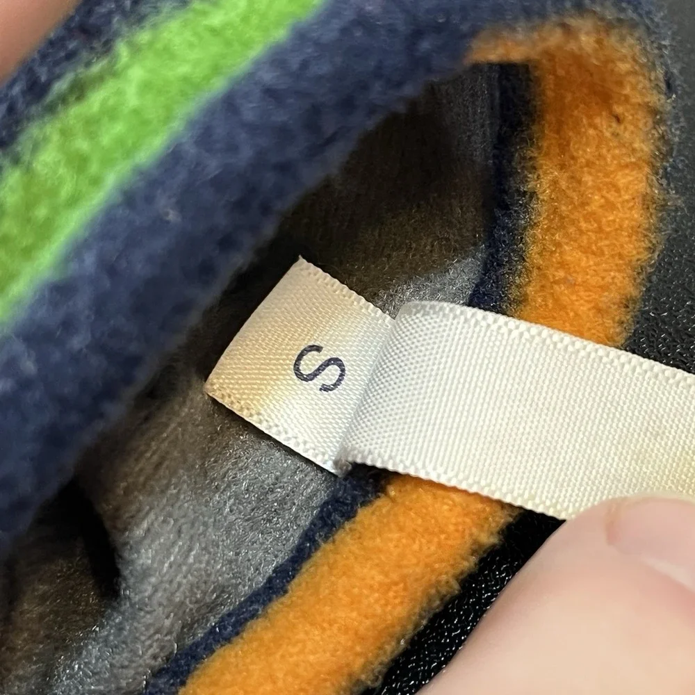 Lands' End Fleece Gloves Kids Size SMALL EZ-Grip Rainbow Stripes Gathered Wrist